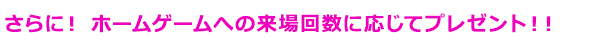 さらに！ ホームゲームへの来場回数に応じてプレゼント！！