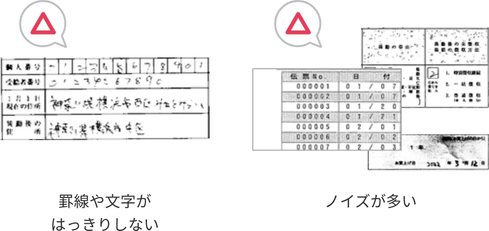 罫線は文字がはっきりしない ノイズが多い