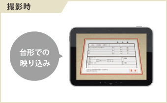 タブレット端末カメラでの撮影時には台形で映り込み