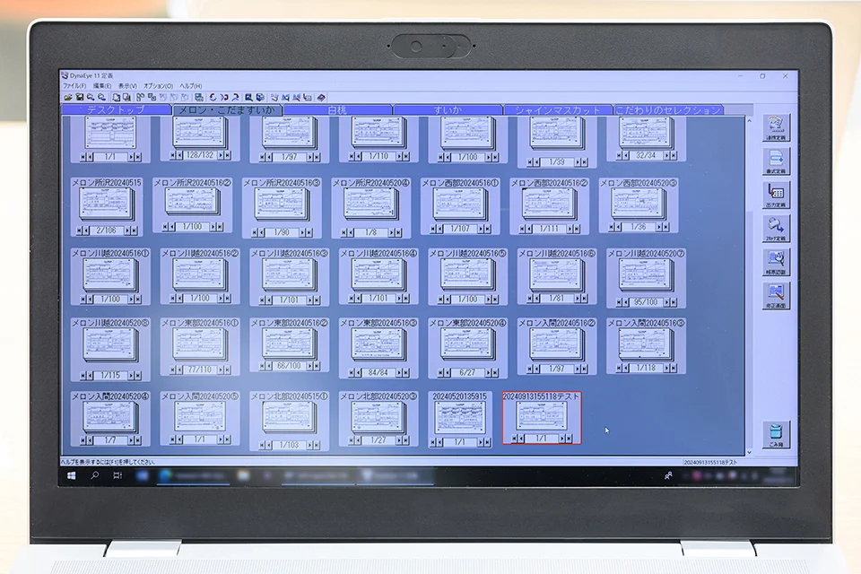 読み取り後の「DynaEye 11」の画面