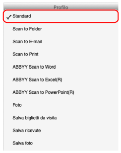 Menu Profilo