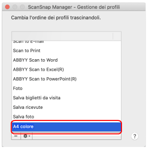 ScanSnap Manager - Gestione dei profili