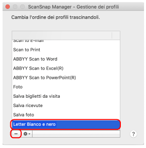 ScanSnap Manager - Gestione dei profili
