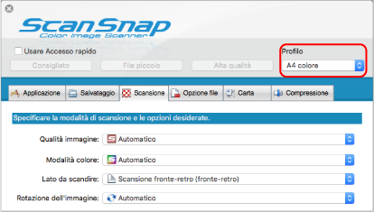 Finestra ScanSnap Setup