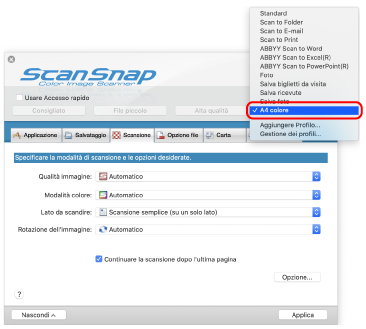Finestra ScanSnap Setup