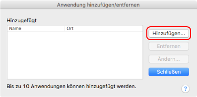 Anwendung hinzufügen/entfernen