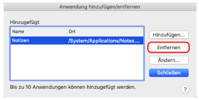 Anwendung hinzufügen/entfernen