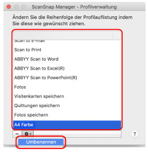 ScanSnap Manager - Profilverwaltung