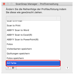 ScanSnap Manager - Profilverwaltung