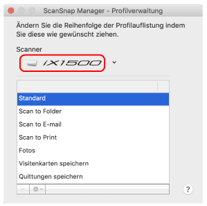 ScanSnap Manager - Profilverwaltung