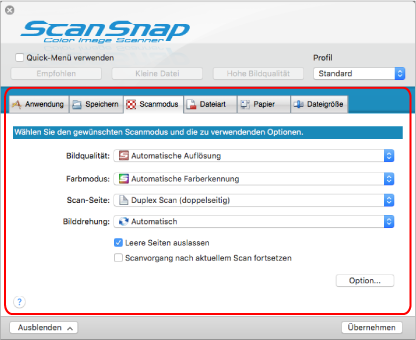 ScanSnap Setup Fenster