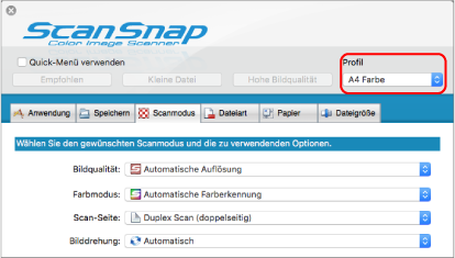 ScanSnap Setup Fenster