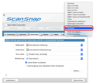ScanSnap Setup Fenster