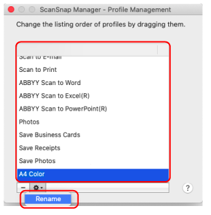 ScanSnap Manager - Profile Management