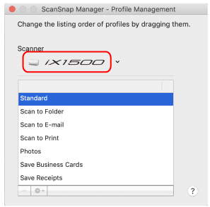 ScanSnap Manager - Profile Management