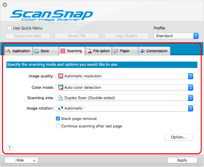 ScanSnap Setup Window