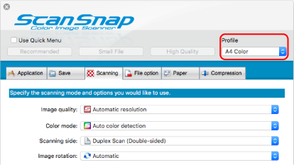 ScanSnap Setup Window
