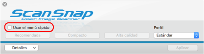 Ventana de configuración de ScanSnap