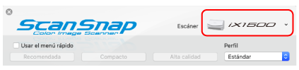 Ventana de configuración de ScanSnap