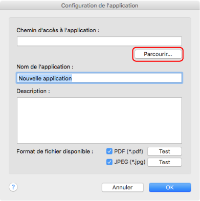 Configuration de l'application