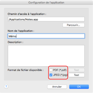 Configuration de l'application