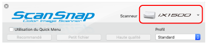 Fenêtre de configuration du ScanSnap