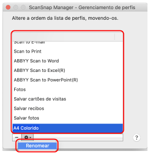 ScanSnap Manager - Gerenciamento de perfis