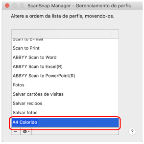 ScanSnap Manager - Gerenciamento de perfis