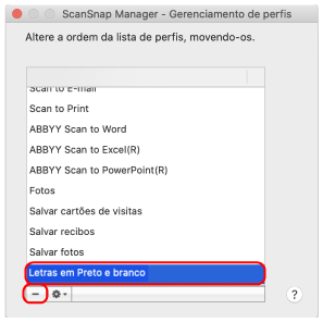 ScanSnap Manager - Gerenciamento de perfis