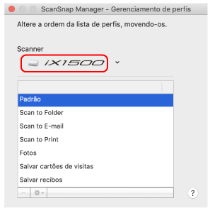 ScanSnap Manager - Gerenciamento de perfis
