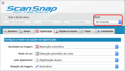 Janela ScanSnap Setup