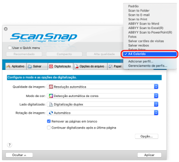 Janela ScanSnap Setup