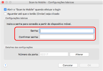 Scan to Mobile - Configurações básicas
