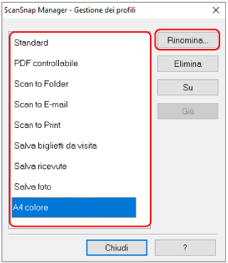 ScanSnap Manager - Gestione dei profili