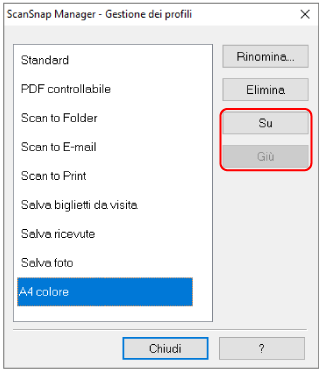 ScanSnap Manager - Gestione dei profili