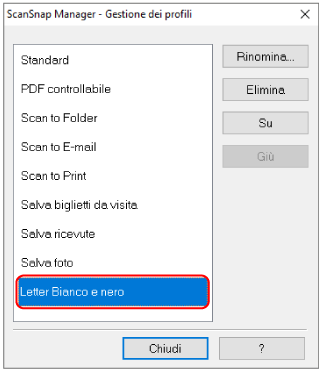 ScanSnap Manager - Gestione dei profili