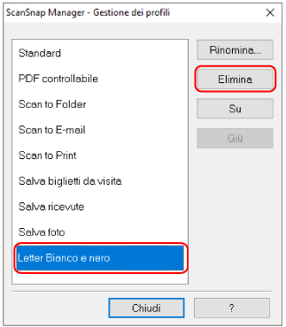 ScanSnap Manager - Gestione dei profili