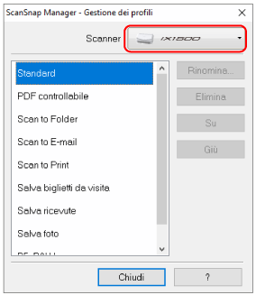 ScanSnap Manager - Gestione dei profili