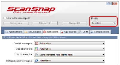 Finestra ScanSnap Setup