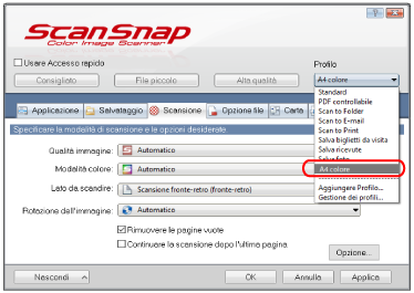 Finestra ScanSnap Setup