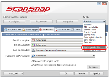 Finestra ScanSnap Setup