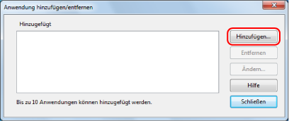 Anwendung hinzufügen/entfernen
