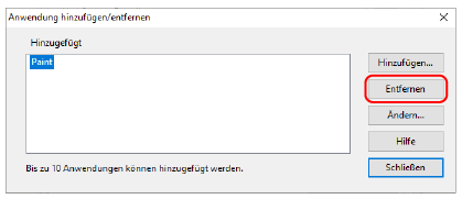 Anwendung hinzufügen/entfernen