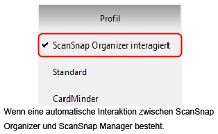 Wenn ScanSnap Organizer automatisch mit ScanSnap Manager interagiert