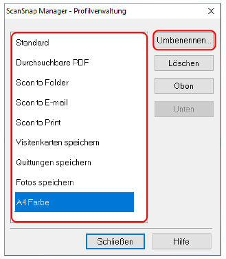 ScanSnap Manager - Profilverwaltung