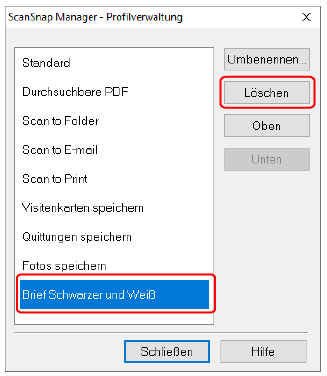 ScanSnap Manager - Profilverwaltung