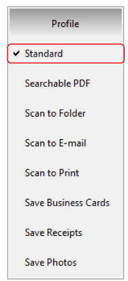 Profile Menu