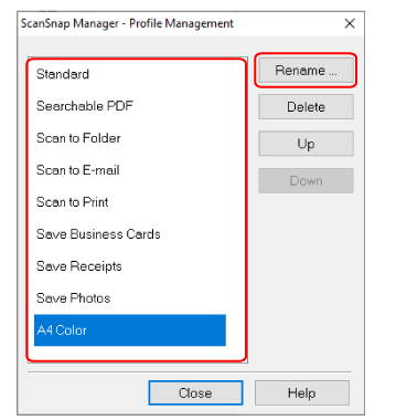 ScanSnap Manager - Profile Management
