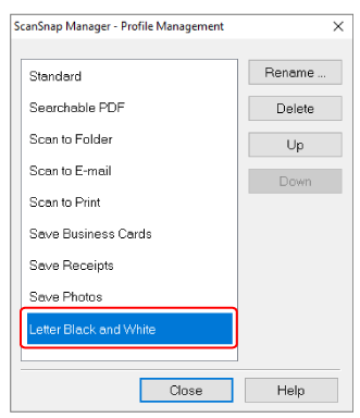 ScanSnap Manager - Profile Management