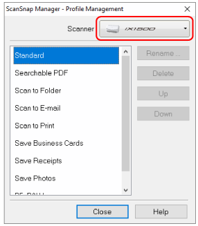 ScanSnap Manager - Profile Management